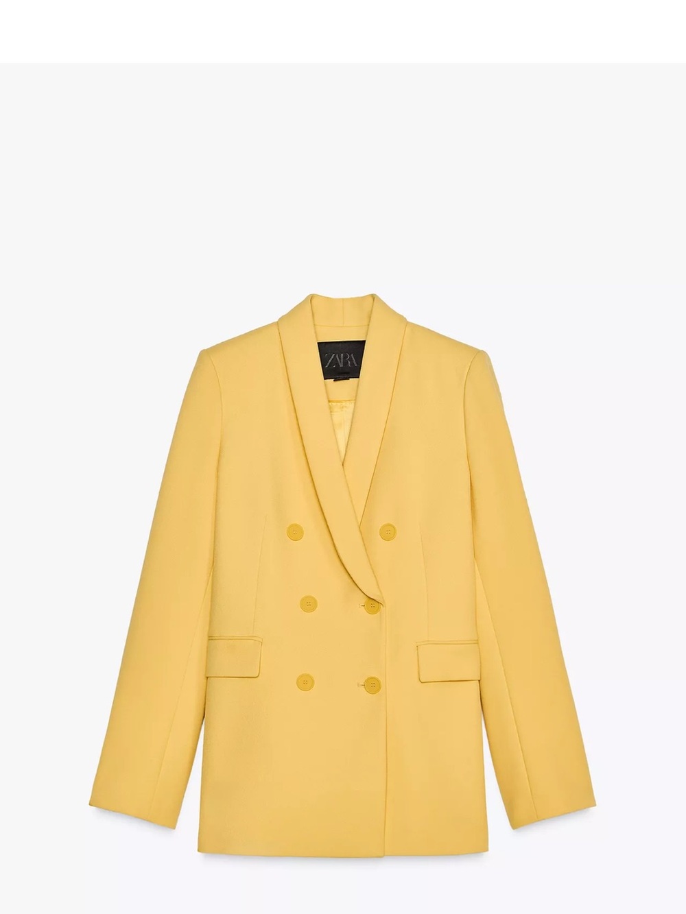 Zara Yellow Double-Breasted Blazer, M
